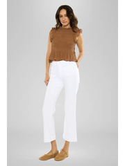 High Rise Relaxed Cropped Flare Jeans – White