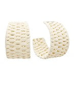 Ivory Woven Raffia Wide Hoop Earrings