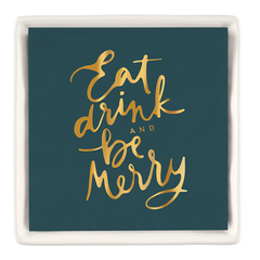 Eat, Drink, and Be Merry Ceramic Napkin Tray + Napkins