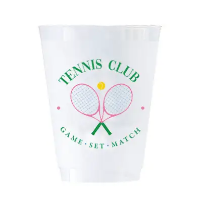 Tennis Club Frosted Cups | 16 oz Shatterproof Cups | Set of 8