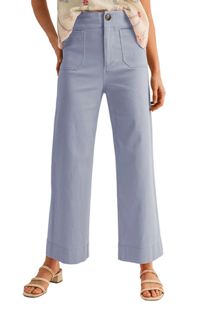 High-Waist Cropped Wide Leg Pants – Cornflower Blue