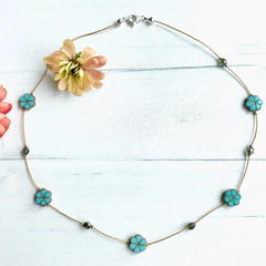 Forget Me Not Necklace in Teal Malachite