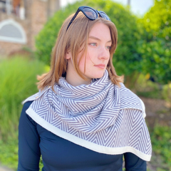 Riverside Luxe Convertible Cardigan Wrap – Chevron Knit with Gold Button Detail