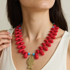 Lucky Fish Kitsch & Sea Resin Bead Necklace