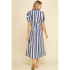 Navy Cabana Stripe Maxi Dress