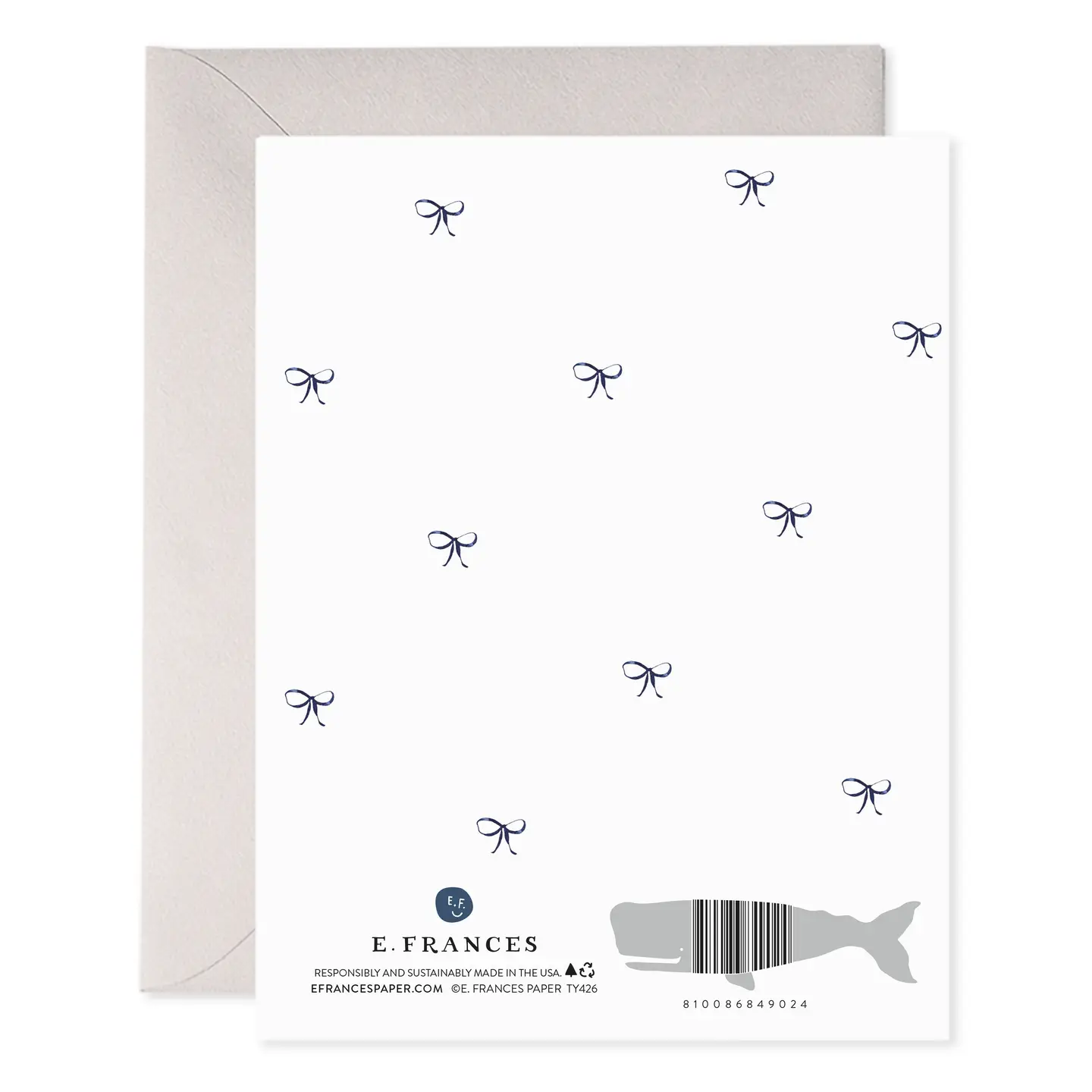 Big Navy Striped Bow Thank You Boxed Card Set