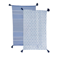 Blue Print Set of 2 Dish Towels with Tassels