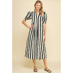 Navy Cabana Stripe Maxi Dress