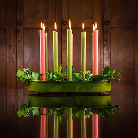 Oval Metal Candle Platter – Olive