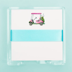 Pink Golf Cart Note Pad with Acrylic Holder
