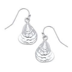 Handcast Silver Oyster Shell Wire Earrings