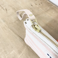 Dusty Pink Grid Wristlet Zipper Bag
