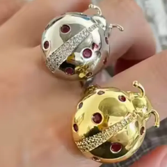 Lady Bug Lady Bug CZ Ring – Adjustable Gold Statement Ring