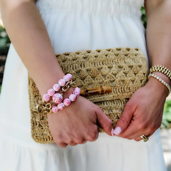 Marchesa Chinoiserie & Chunky Chain Bracelet in Pink & White