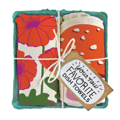 Field Day (Mushroom, Poppies) Tea Towel Set of 2