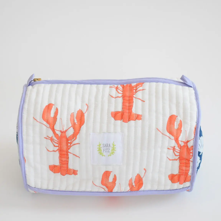 Lobster Quilted Cosmetic Pouch by Sara Fitz