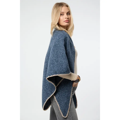 Knitted Triangle Shawl – Denim Blue
