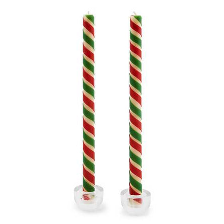 Ribbon Red & Green Dinner Candles, Set of 2 MacKenzie Childs