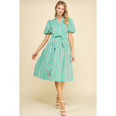 Kelly Green Stripe Midi Dress