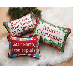 Dear Santa Embroidered Needlepoint Pillow