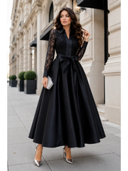 Midnight Romance Beaded Lace Maxi Dress
