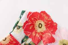 Floral Embroidered Strapless Midi Dress