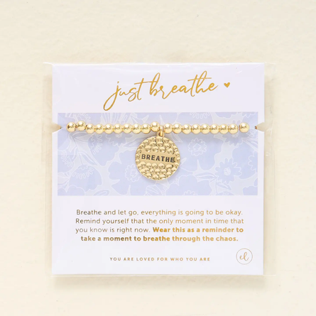 Just Breathe Sentiment Charm Bracelet – Gold