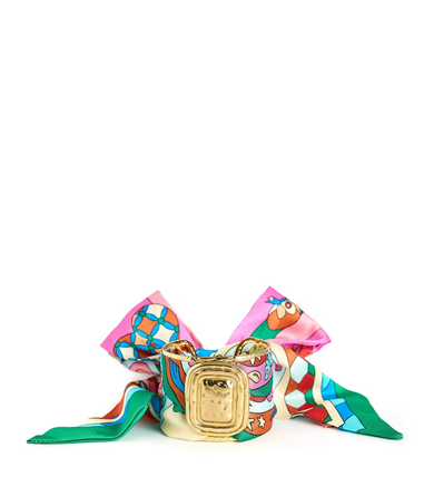 Evie Pink Multi Scarf Cuff – Large Gold Statement Scarf Cuff Bracelet