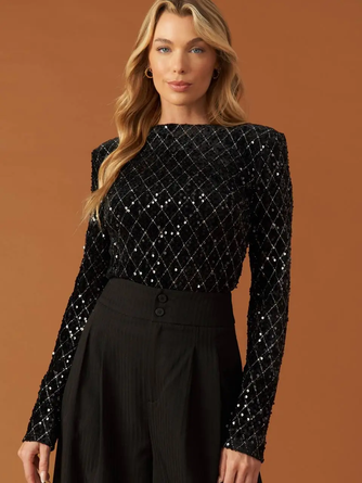 Black Sequin Bodysuit