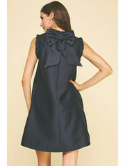 Navy Ruffled Ribbon-Back Tunic Dress  – Vivid Hue Holiday Edit