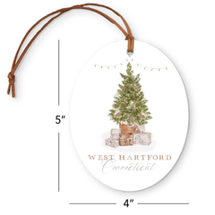 West Hartford Connectictut Tree Oval Ornament-Cottage