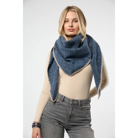 Knitted Triangle Shawl – Denim Blue
