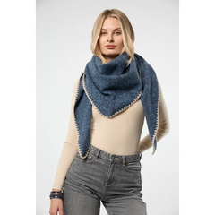 Knitted Triangle Shawl – Denim Blue