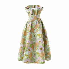 Colorful Jacquard Embossed Strapless Maxi Dress