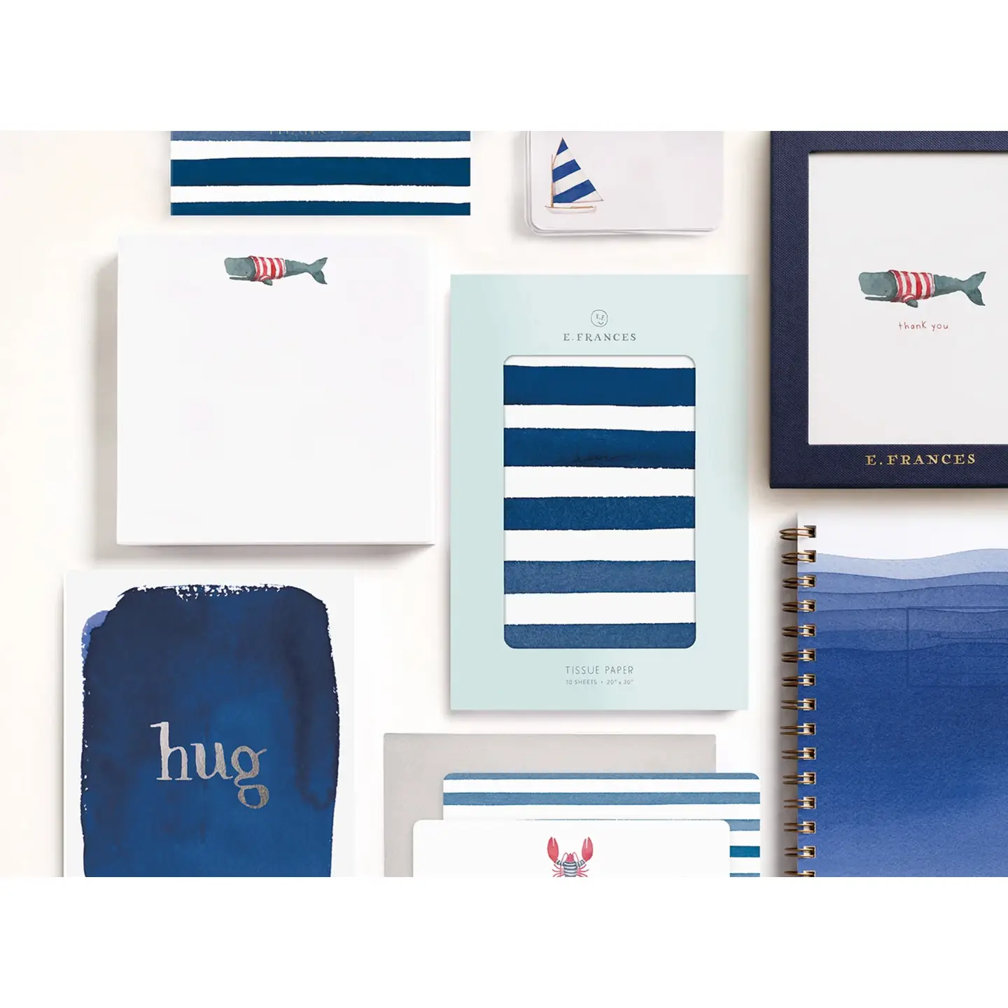Navy Stripes Thank You Boxed Card Set