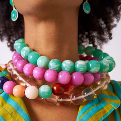 Iris Large Resin Multi Colored Bead Necklace