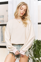 Everyday Classic Stripe Pullover –Beige & White
