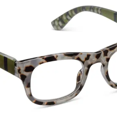 Goldie Gray Tortoise/ Olive Picnic Readers (Blue Light)