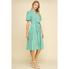 Kelly Green Stripe Midi Dress