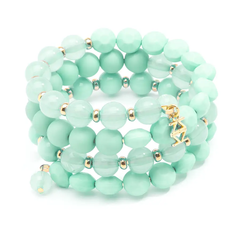 Mint Matte and Glossy Beaded Bracelet