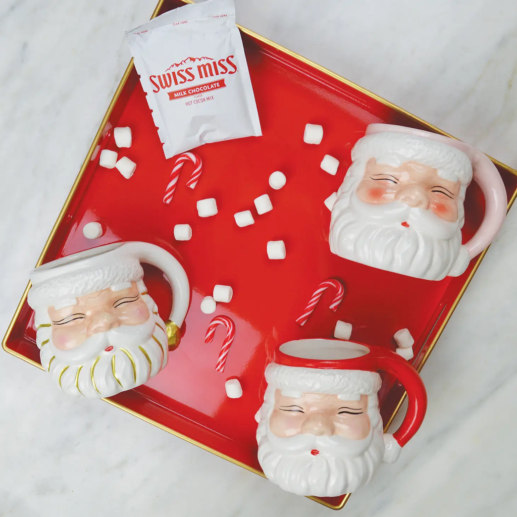 Homespun Holiday Red Santa Mug