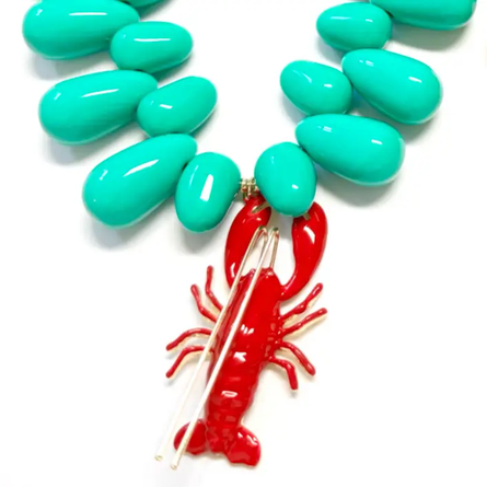 Lobster Kitsch & Sea Resin Bead Necklace