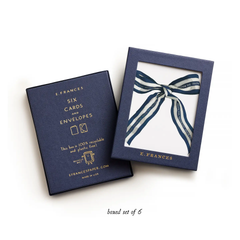 Big Navy Striped Bow Thank You Boxed Card Set