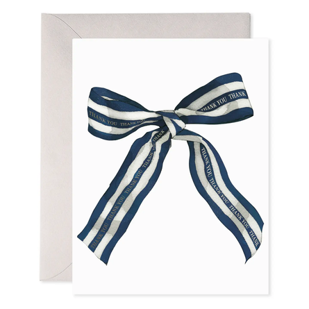 Big Navy Striped Bow Thank You Note Greeting Card