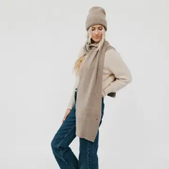 Cassidy Cashmere Wrap and Beanie Duo – Mocha