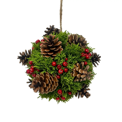 Pine Cone, Berry, Cypress Ball Orn. 8''