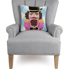 Festive Gingham Nutcracker Hook Pillow