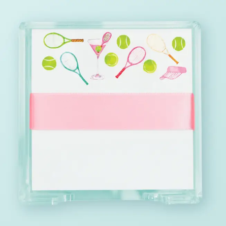 Tennis & Cocktails Note Pad with Acrylic Holder