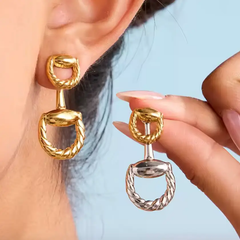 Equestrian Stirrup Link Earrings – Convertible Stud & Drop
