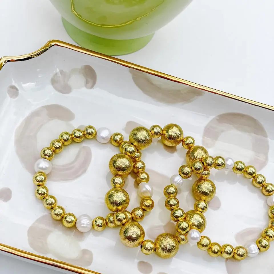Georgia Gold Beaded Bracelet (10mm & 8mm)